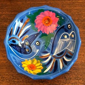 Small Handcrafted Colorful Clay Footed Bowl